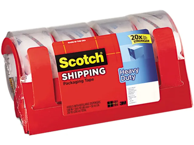 3M 3M 38504RD Scotch 3850 Heavy Duty Packaging Tape 1.88" x 54.6 yd Clear 4/Pack — product photo