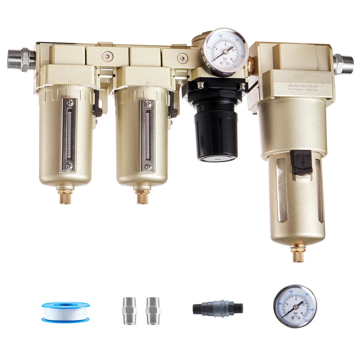 VEVOR VEVOR Air Compressor Filter Regulator Combo 1/2" NPT 3-Stage 25m 5m 0.3m 175PSI Semi-Auto Drain — product photo