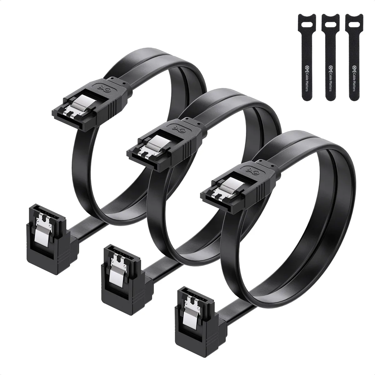  Cable Matters 104008-BLK-18x3 3-Pack 90° SATA Cable 18 Inch Black — product photo