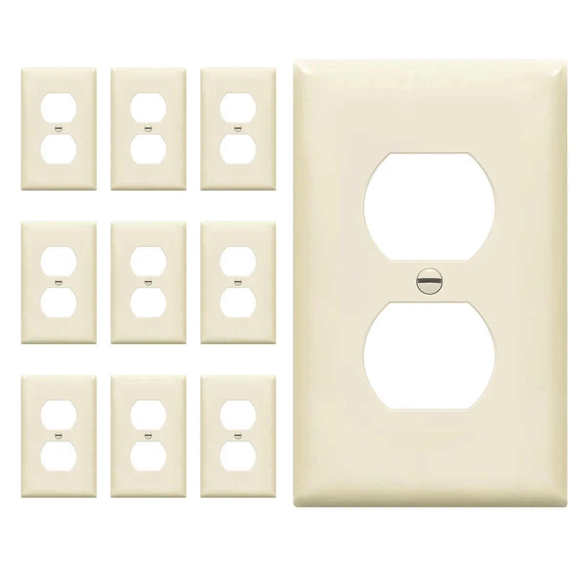  ENERLITES 8821-LA-10PCS Light Almond Duplex Switch Plate 10 Pack — product photo