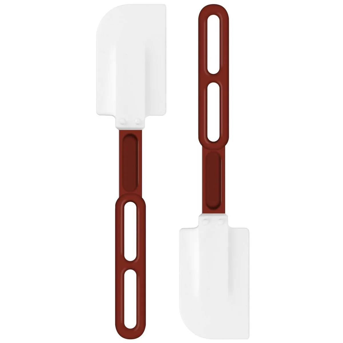 Two 10 inch silicone spatulas with basketweave nylon handles, flexible blades, set of two