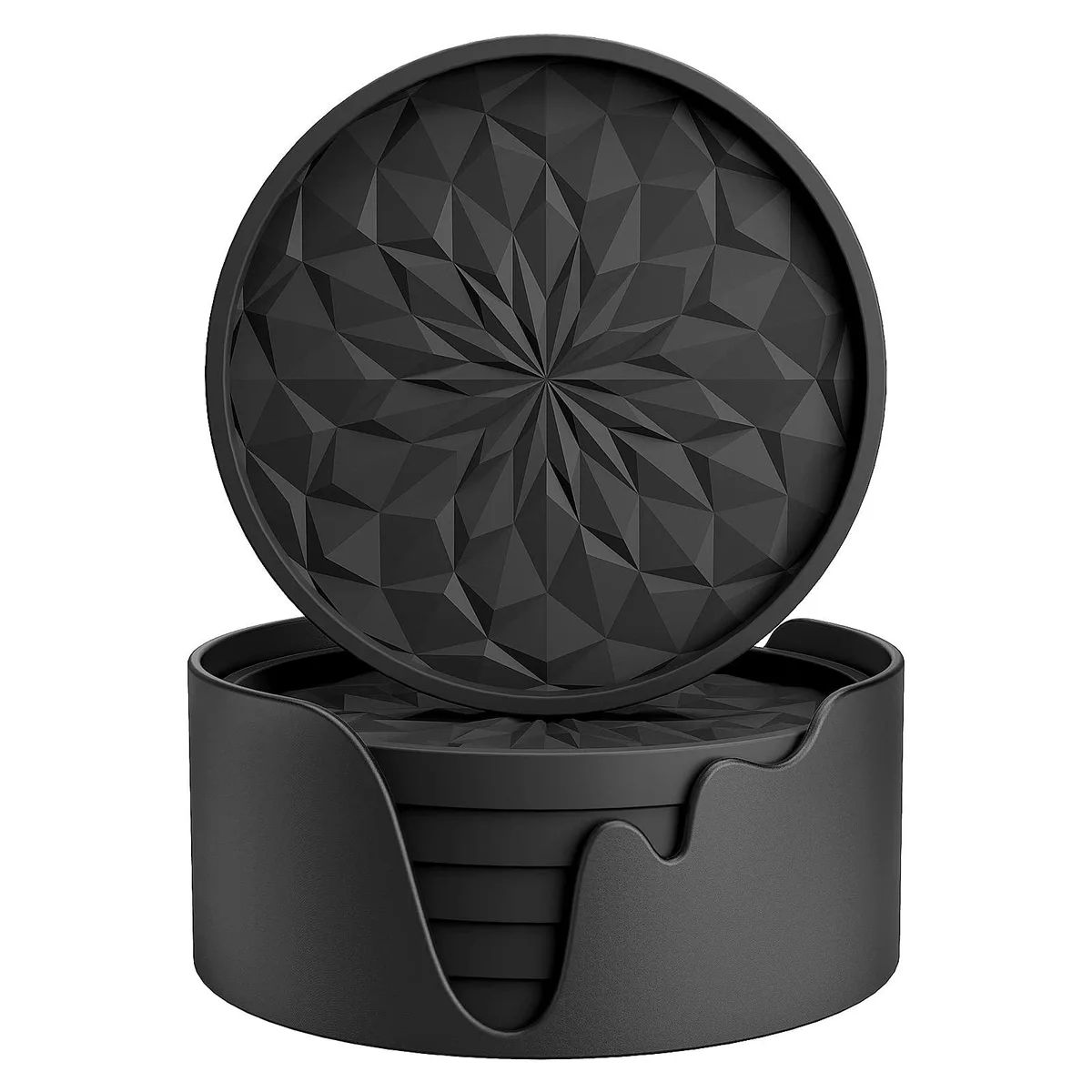 ME.FAN MF-SC-ZS-6Pack-BK Silicone Coasters 6 Pack Black 10 cm 7 mm — product photo