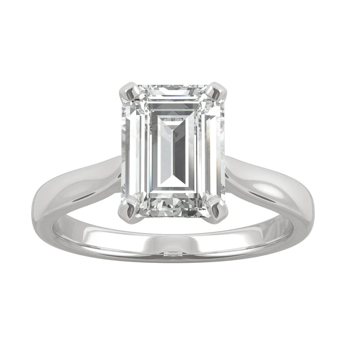 Charles &amp; Colvard Charles &amp; Colvard 9x7mm Emerald Moissanite Engagement Ring 14K White Gold Size 7 2.52ct DEW — product photo