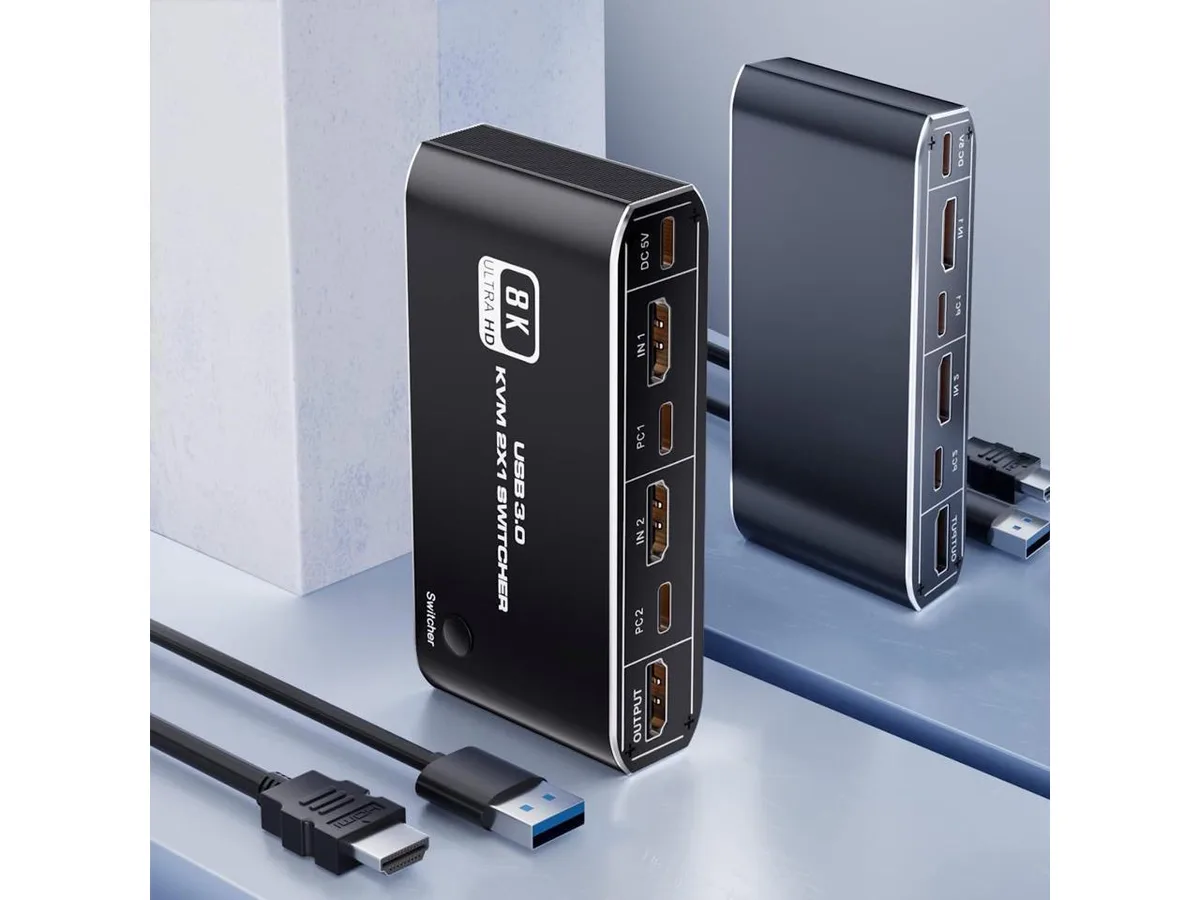 BUCIER BUCIER 2-Port HDMI 2.1 KVM Switch 4K 120Hz 8K 60Hz USB 3.0 — product photo