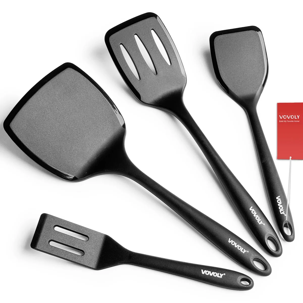  Vovoly Seamless Spatula Set 4 Pack Black 13.6 in 600°F — product photo