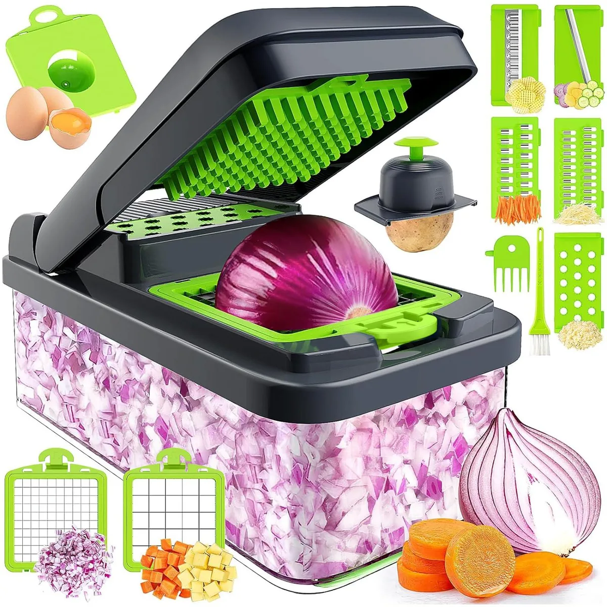  MealHelper MPNMH0001-0LH 12-in-1 Food Processor 7 Blades Green — product photo