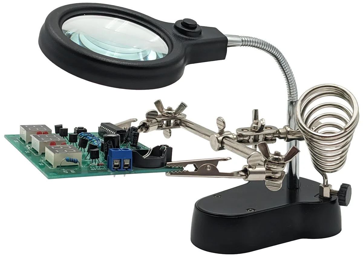 Electronix Express Electronix Express Helping Hand with 2.5x Magnifier LED Lights Soldering Iron Holder — product photo