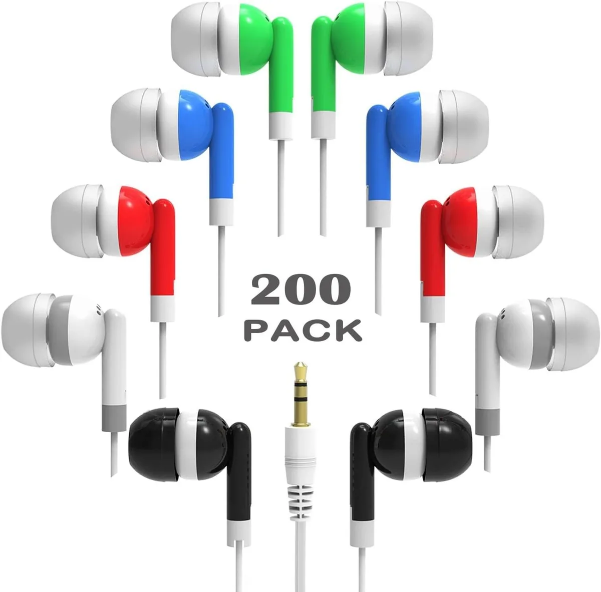Batianda Batianda Wired Earbuds 200 Pack Multi Colour 3.5 mm 2 in 1 Accessories — product photo