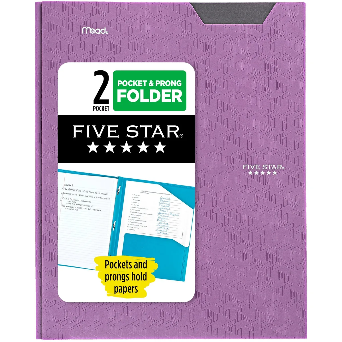 Amethyst purple plastic folder with two pockets and stay-put tabs