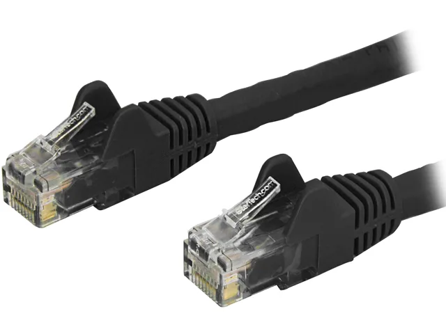 Black Cat6 Ethernet cable 12 ft with snagless gold RJ45 connectors