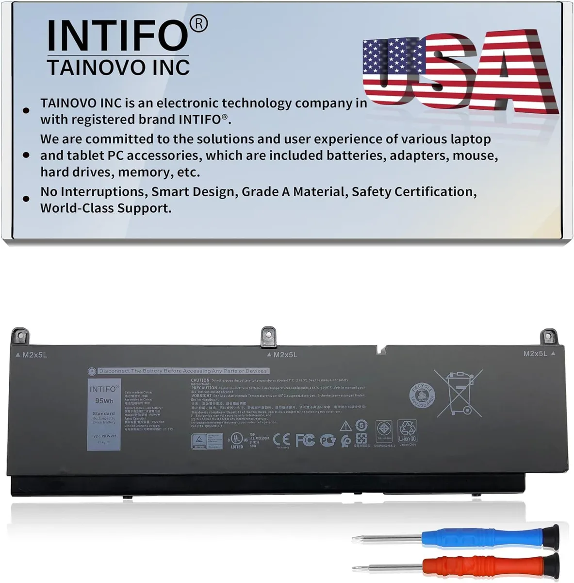 NShi NShi PKWVM 95Wh 11.4V 6-Cell laptop battery for Dell Precision 7550 7560 7750 7760 — product photo