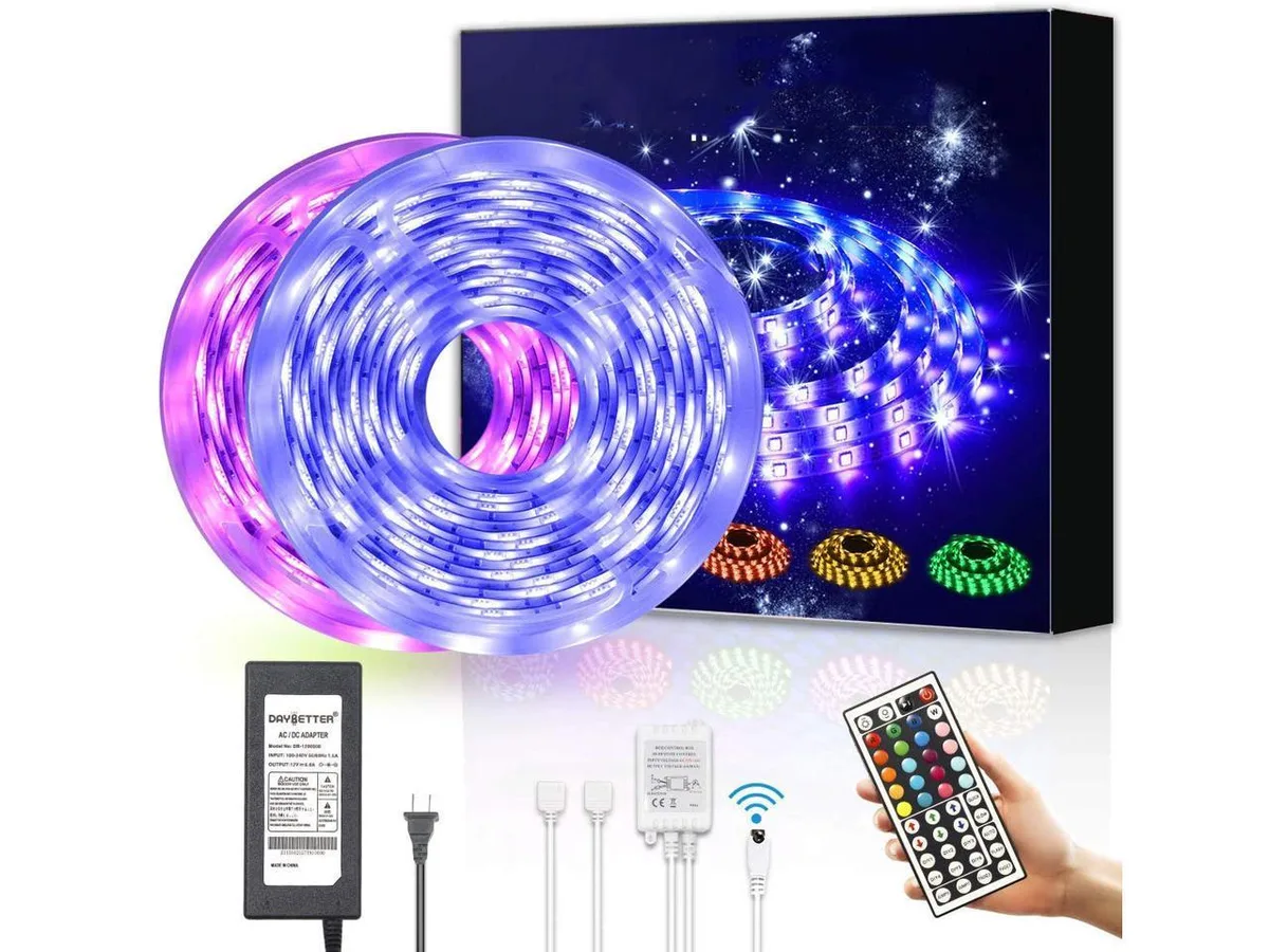BONAEVER BONAEVER LED Strip Lights 32.8ft 300 LED 5050 RGB 44 Key Remote Kit Bag — product photo