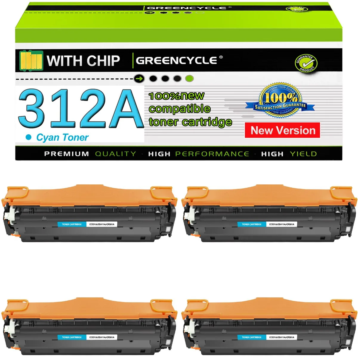 GREENCYCLE GREENCYCLE 4 Pack 312A Cyan Toner Cartridge — product photo