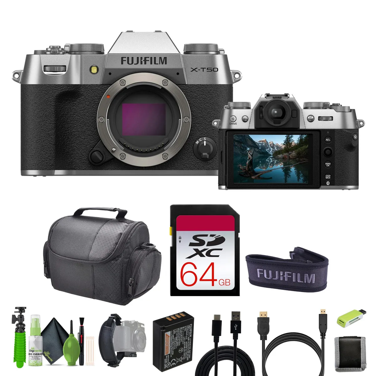 FUJIFILM FUJIFILM X-T50 Silver Camera Kit 64GB 12 Inch — product photo