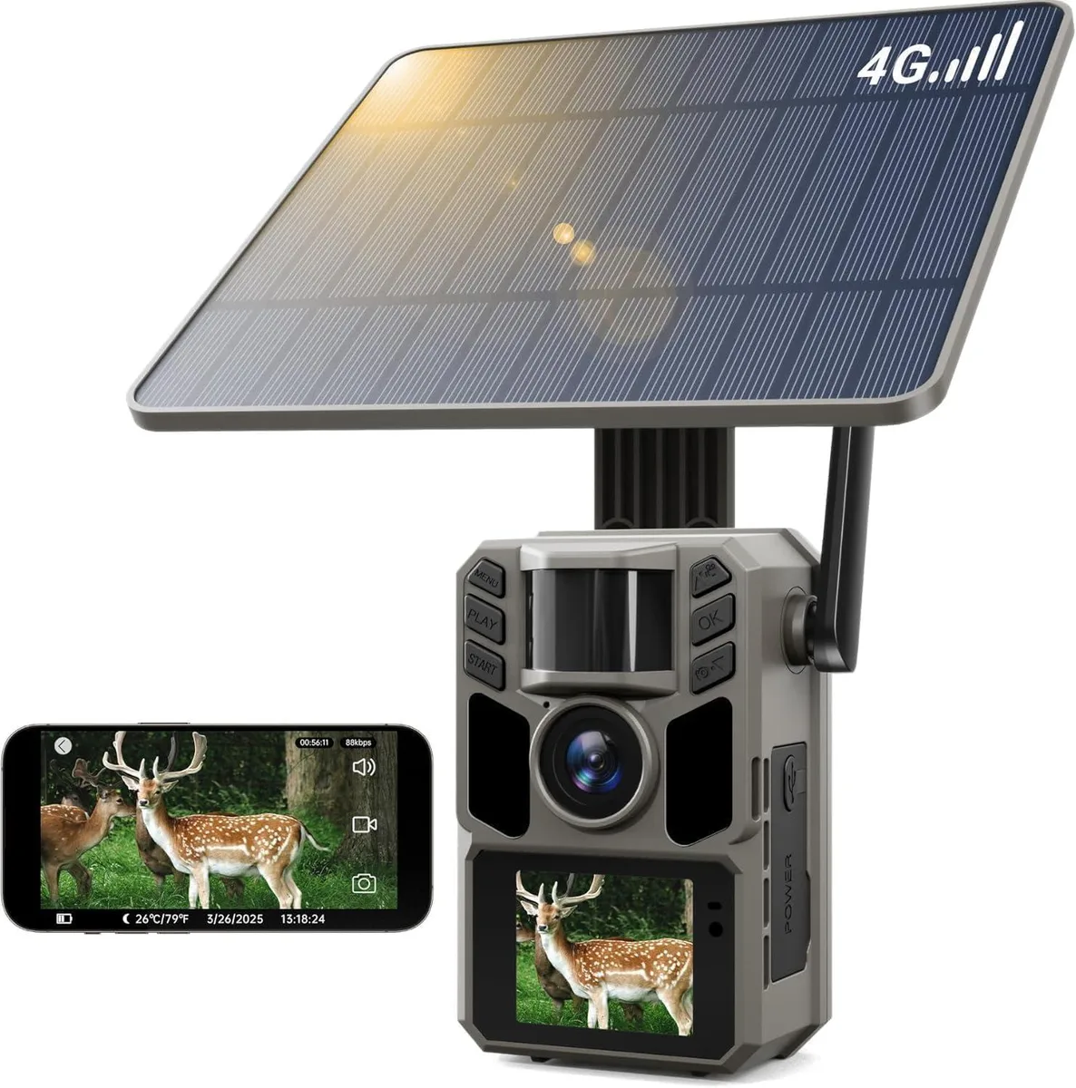  FKPCAM FK50 Cellular Trail Camera SIM Card 4G LTE 48MP 4K 64GB 7500mAh Solar — product photo