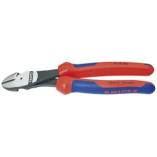 Blue and red insulated diagonal cutting pliers with chrome vanadium steel jaws, 8 inch overall length