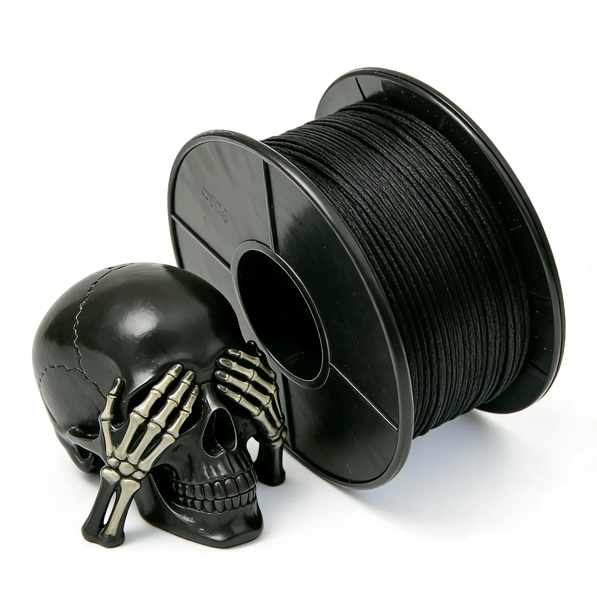 Small black PLA filament spool 200g 1.75mm vacuum sealed