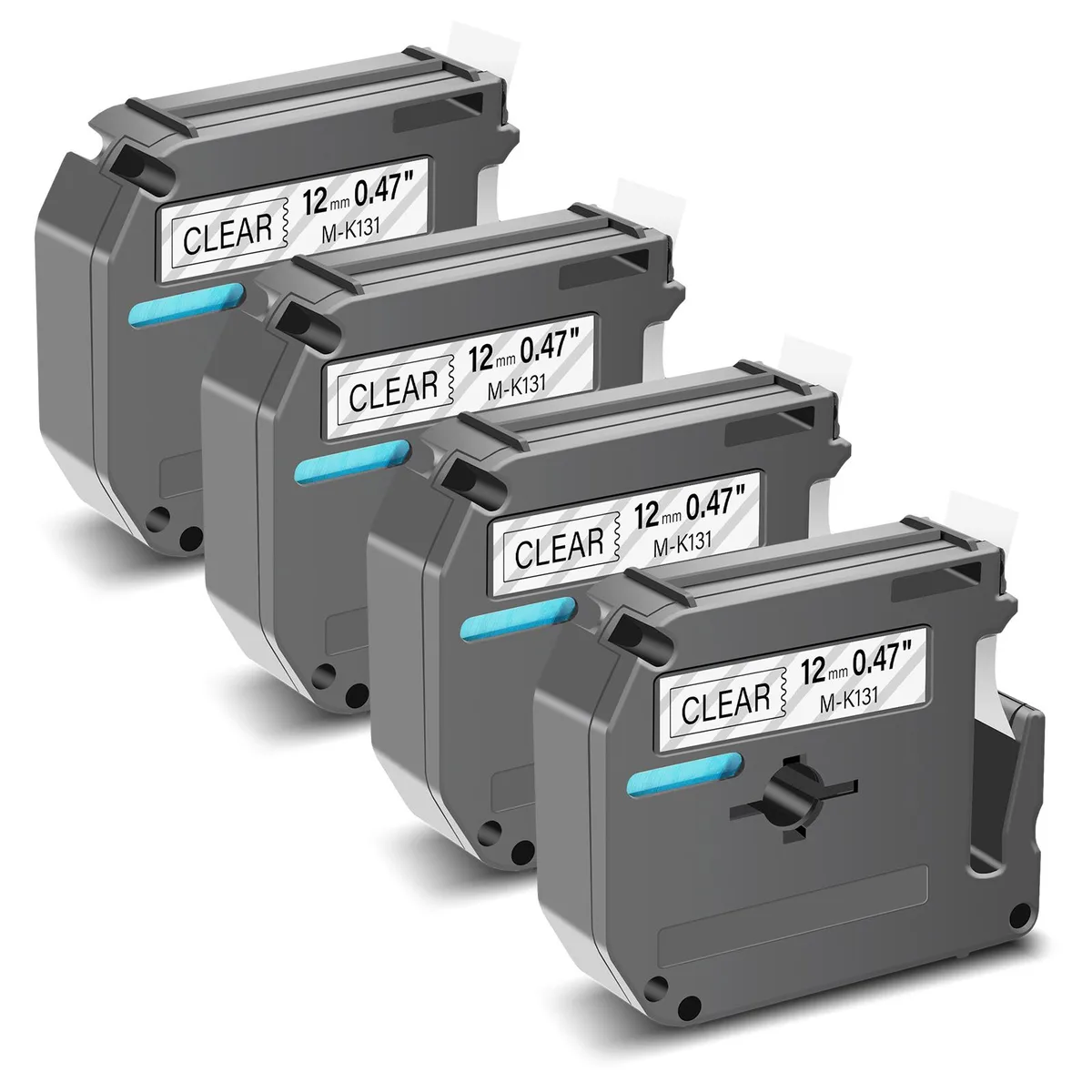 GREENCYCLE GREENCYCLE MK-131 Label Tape 12mm Black on Clear 4 Pack — product photo