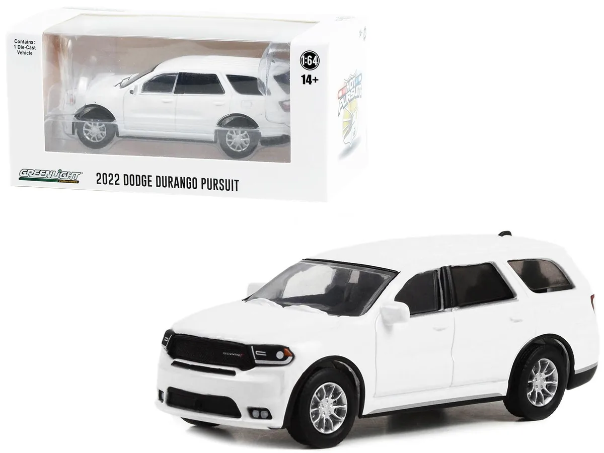 GREENLIGHT GREENLIGHT 2022 Dodge Durango Pursuit Police Car White Hot Pursuit Hobby Exclusive 1/64 hobby collectible — product photo