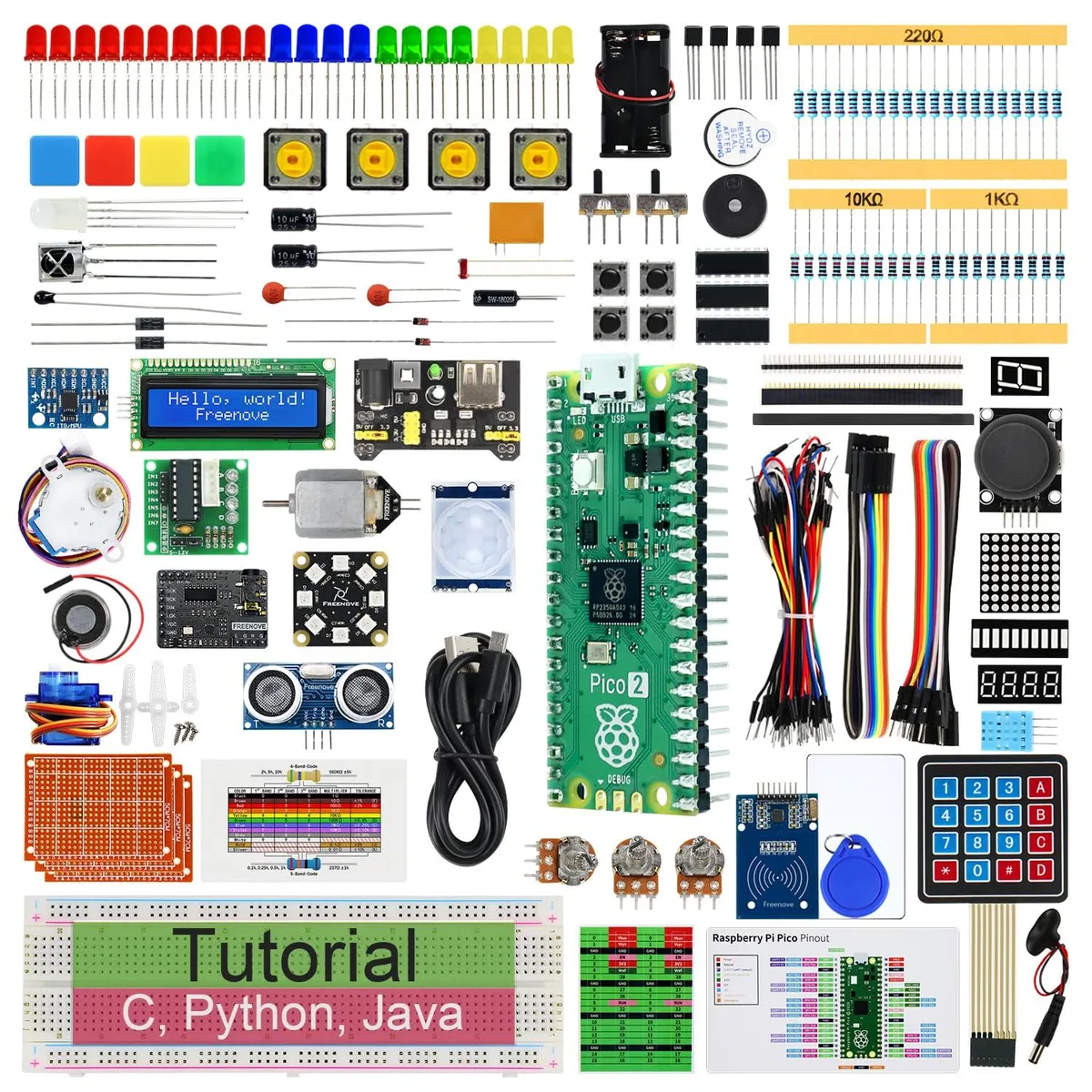 KEHIPI KEHIPI Ultimate Starter Kit for Raspberry Pi Pico 2, 224 Items, 119 Projects, 767-Page Tutorial — product photo