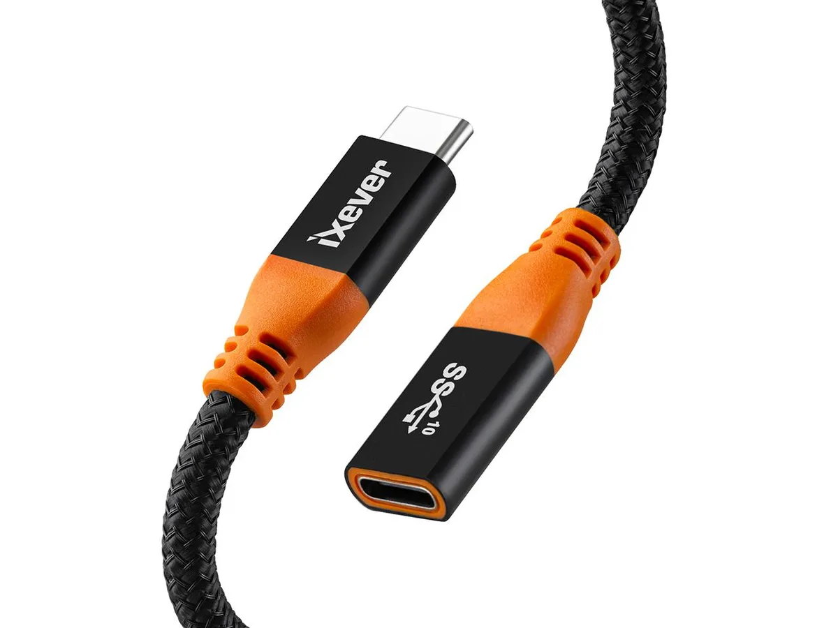 iXever iXever USB 3.1 Type C Male to Female Extension Cable 1m 10Gbps 100W Black — product photo