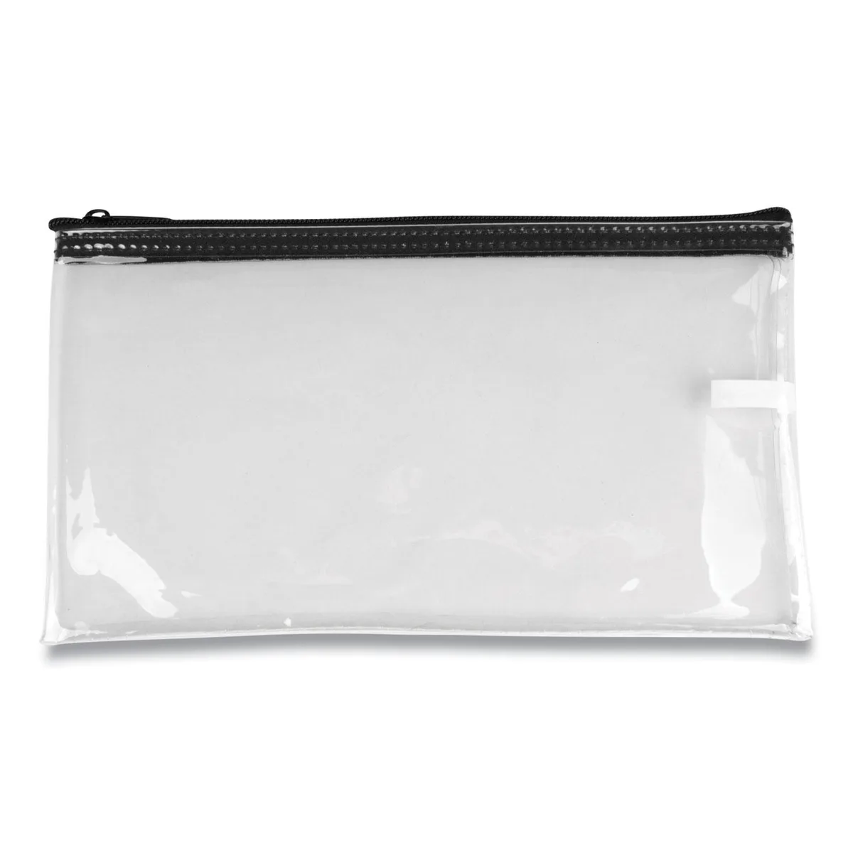 Clear vinyl zipper bag, 11 by 6 inches, single compartment