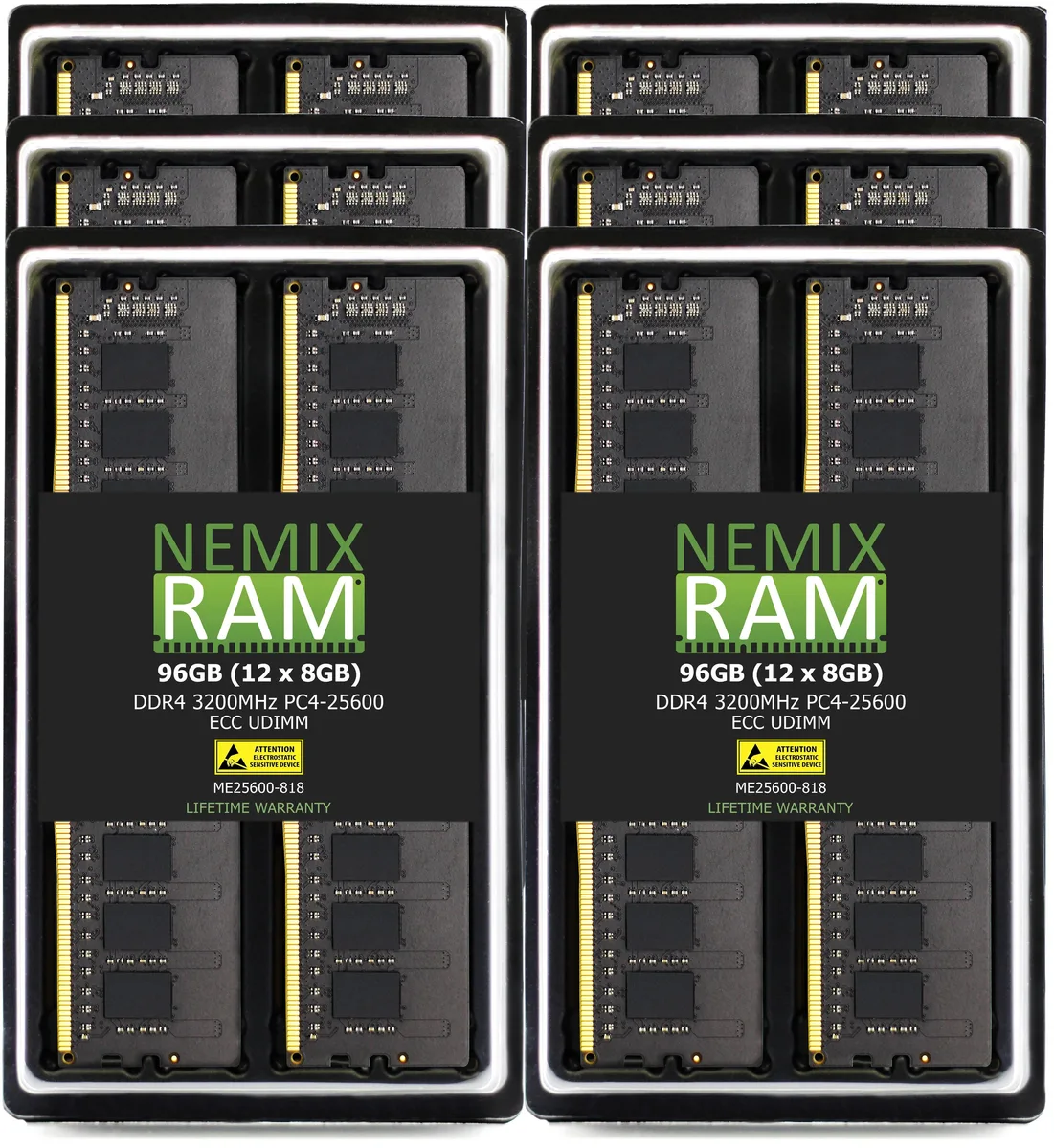 NEMIX RAM NEMIX RAM 96GB (12x8GB) DDR4 3200 ECC UDIMM CL22 1.2V 288-Pin Kit — product photo