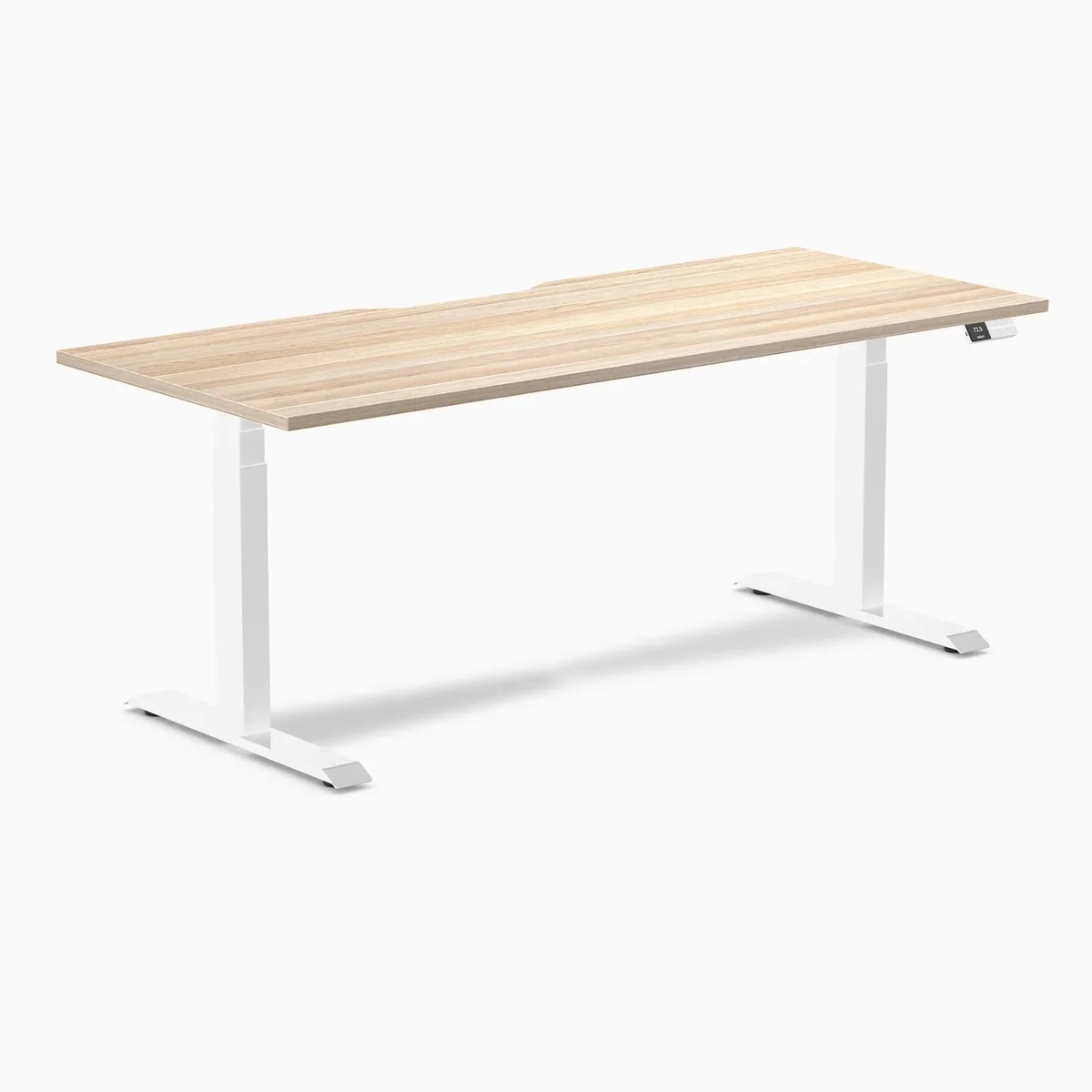Desky Desky Dual Scalloped Sit Stand Desk Classic Oak White 70.9 x 29.5 in — product photo