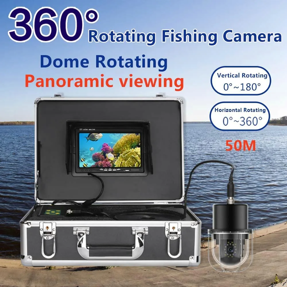 China Bks China Bks 7 Inch Underwater Fishing Camera 50m 164ft IP68 360 Rotating Dome 800TVL 20 LEDs — product photo