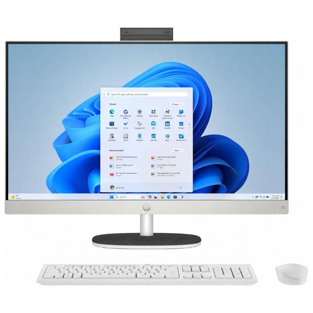 HP HP BB4W6AA-R 27" all-in-one PC Ryzen AI 7 350 16GB DDR5 1TB SSD Windows 11 Home White — product photo
