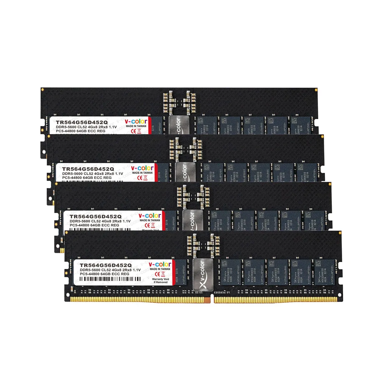V-color V-color TR564G56D452Q 256GB (4x64GB) DDR5 5600 CL52 ECC Registered RDIMM server RAM — product photo