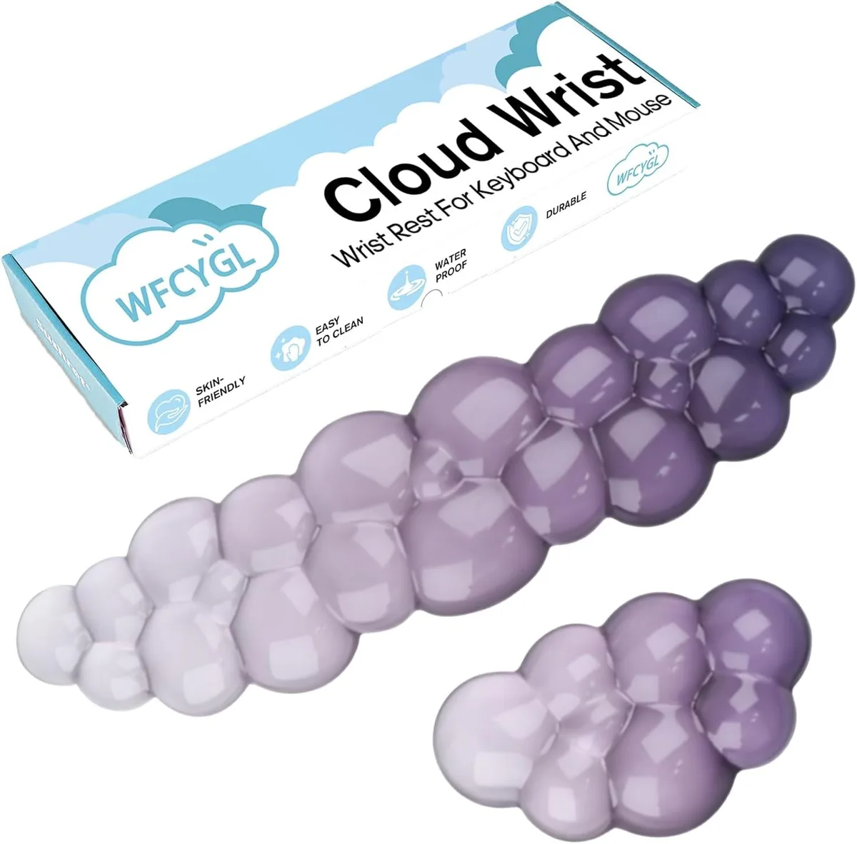 Kenuco Kenuco Gel Cloud Wrist Rest Gradient Purple 16.93×4.13 &amp; 5.91×3.35×.79 — product photo
