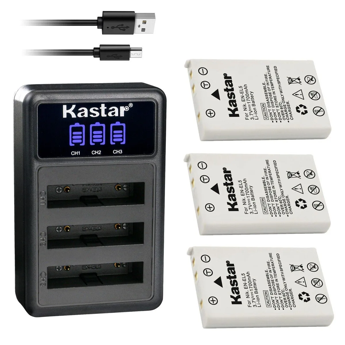 Kastar Kastar EN-EL5 3-Pack Battery &amp; Triple USB Charger — product photo