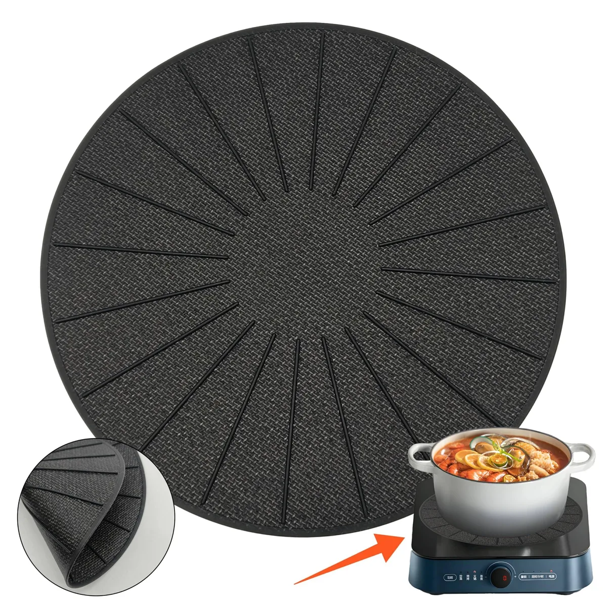 Round 7.8 inch silicone and fiberglass induction cooktop protector mat