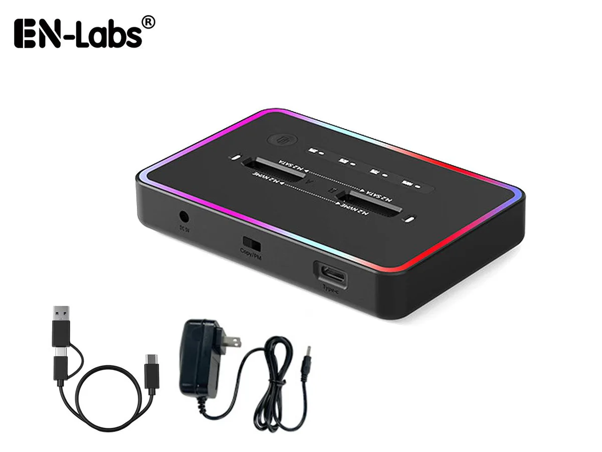 EN-Labs EN-Labs M.2 NVMe &amp; NGFF Duplicator Dock 20Gbps USB-C 2230-22110 — product photo