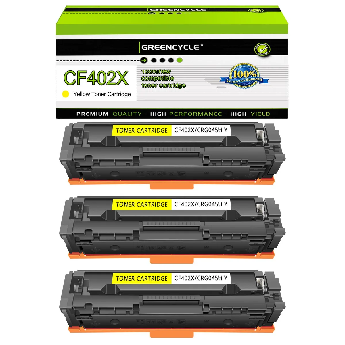 GREENCYCLE GREENCYCLE 3 Pack CF402X Yellow Toner Cartridge — product photo