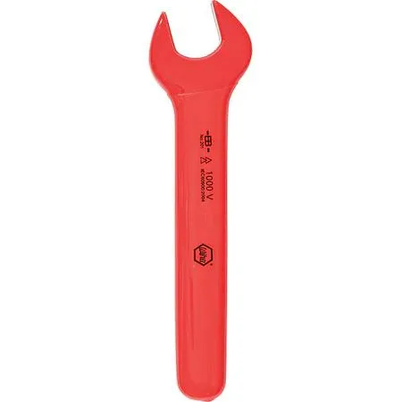 Wiha open-end wrench one inch head high-visibility coating alloy steel single end rounded one piece insulated ten degrees overall