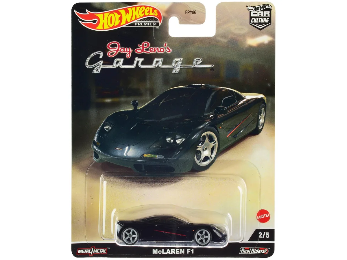 Hot Wheels Hot Wheels McLaren F1 Black with Red Stripes Jay Lenos Garage Diecast Car 2.75 inches — product photo