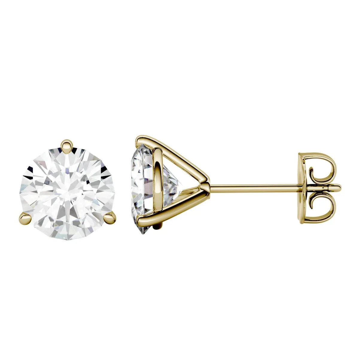 Charles &amp; Colvard Charles &amp; Colvard 14K Yellow Gold Moissanite 7.5mm Round Stud Earrings 3.00cttw DEW — product photo