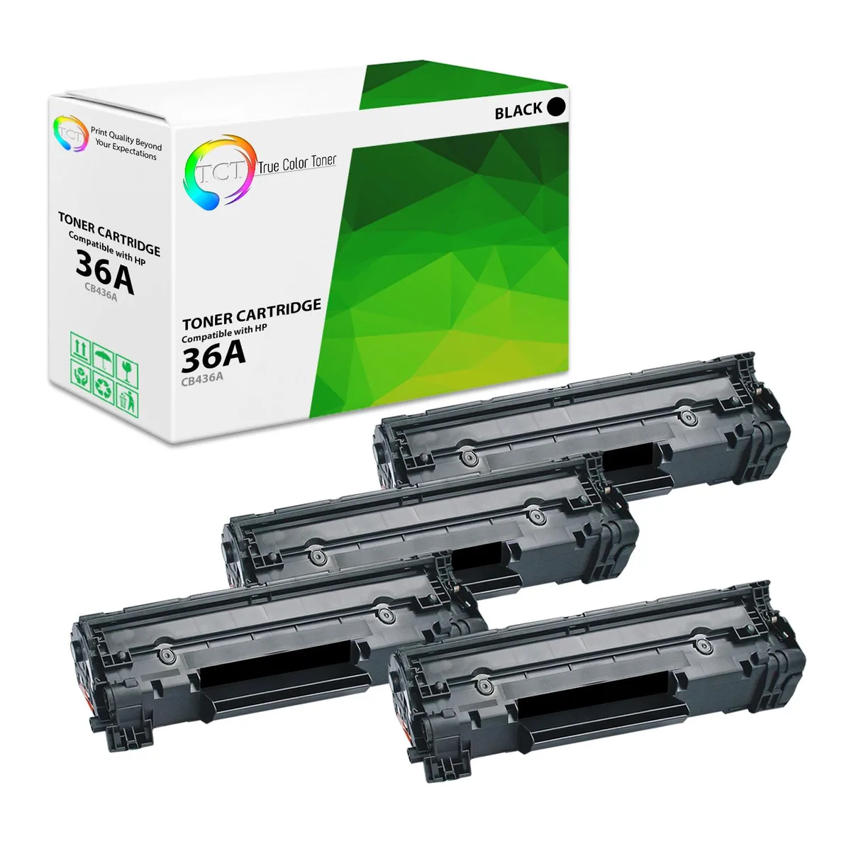 True Color Toner True Color Toner 36A Black Toner Cartridge 4 Pack CB436A 2000 Pages — product photo