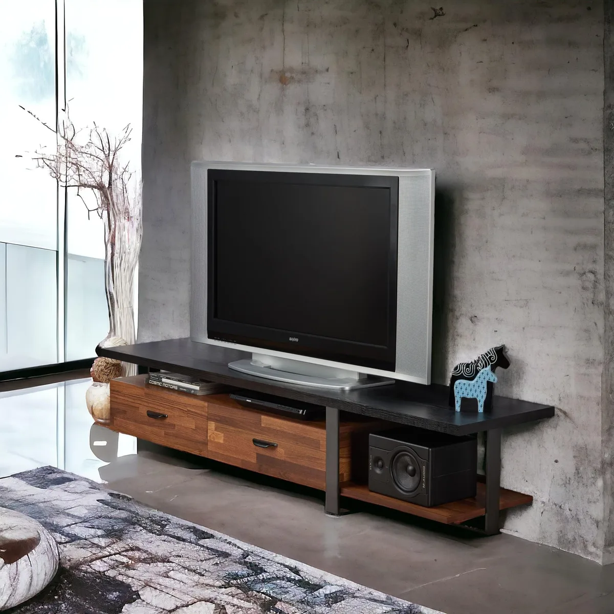 tuphen tuphen Elling Walnut &amp; Black TV Stand 55 — product photo