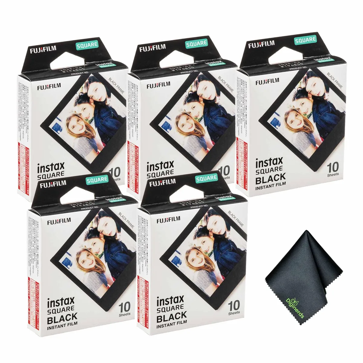 FUJIFILM FUJIFILM INSTAX SQUARE Black Instant Film 10 Exposures + Microfiber Cloth — product photo