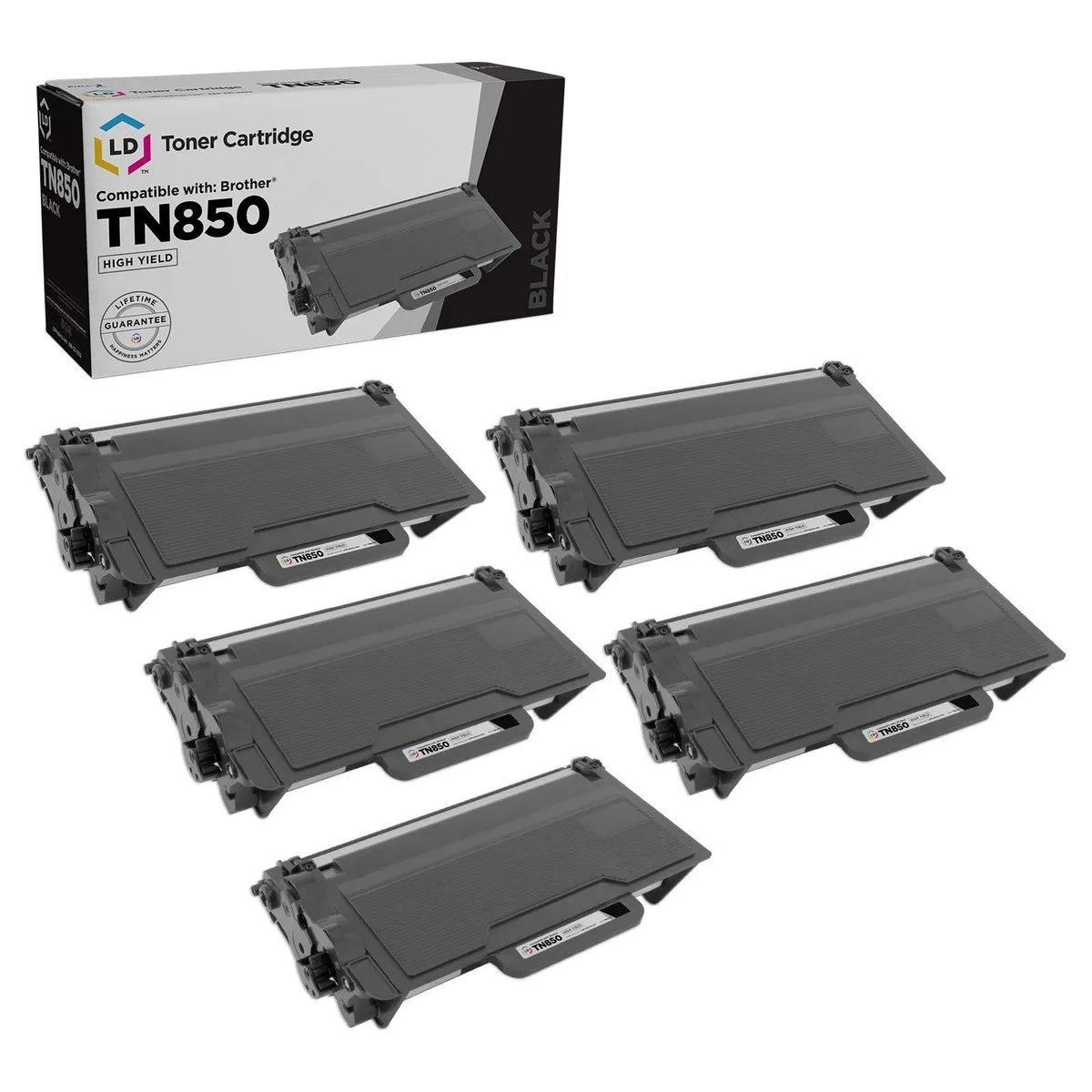 LD Products LD Products TN850 High Yield Black Toner Cartridge 5-Pack — product photo