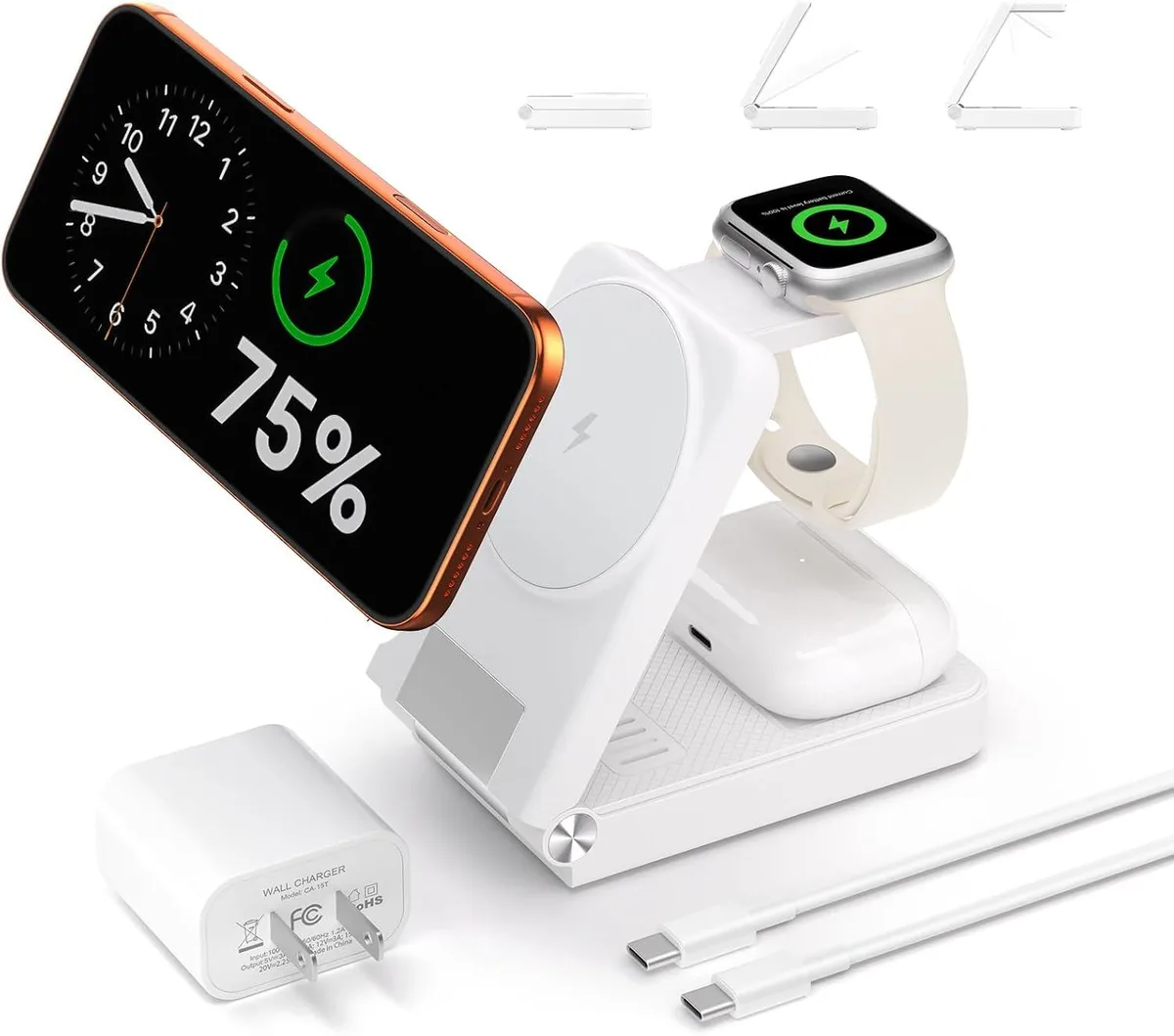 Luisport Luisport 3-in-1 25W Foldable Magnetic Wireless Charger Stand for iPhone 12-17 Series &amp; Watch — product photo