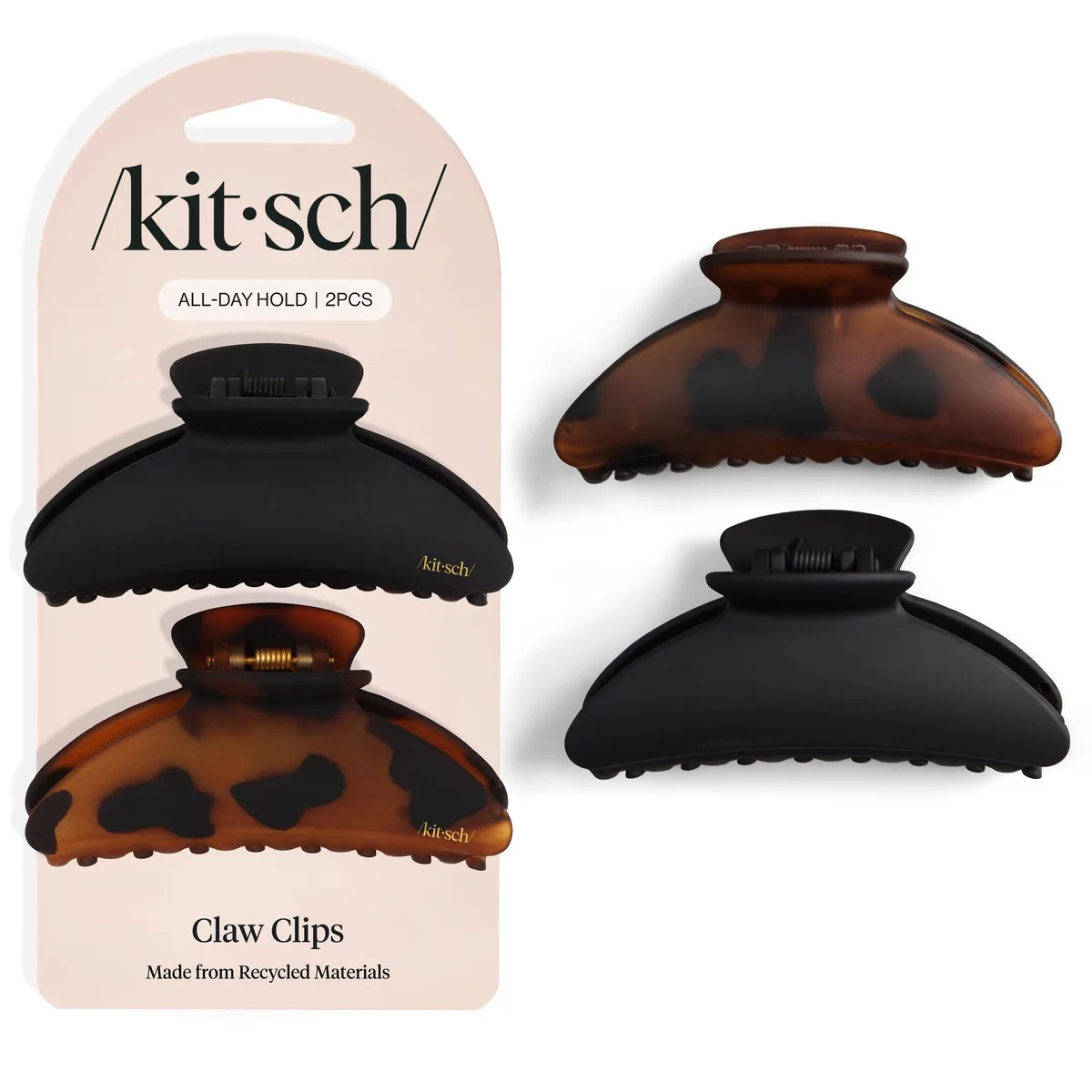  Kitsch Medium Claw Clips Black &amp; Tortoise 2pcs — product photo