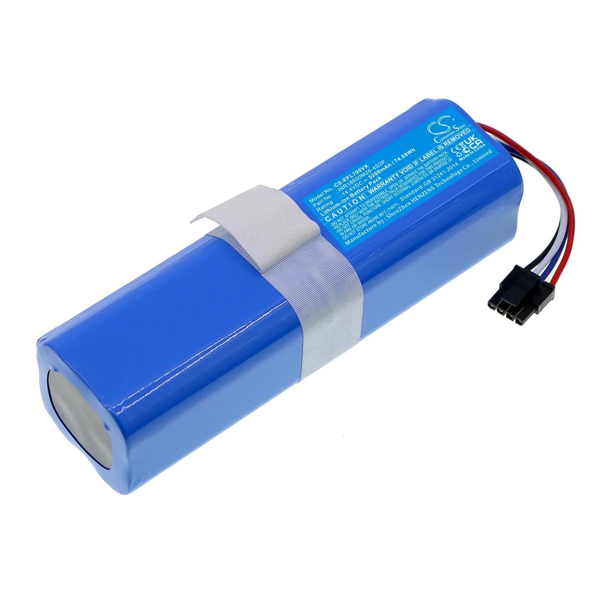 Rectangular replacement battery pack, matte black finish