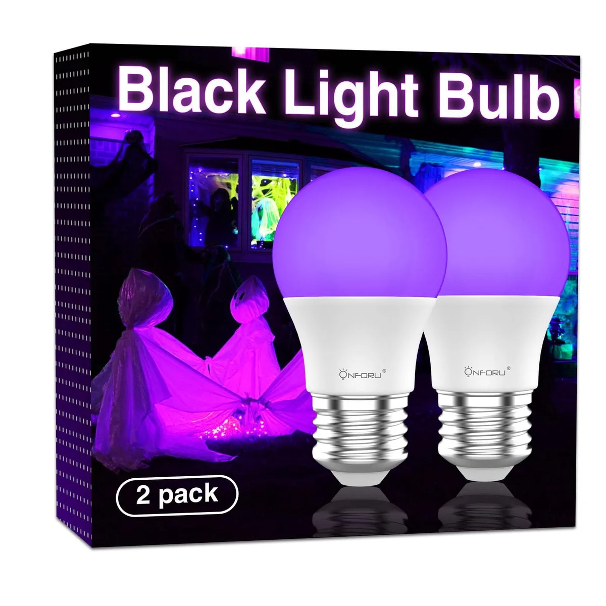 KEHIPI KEHIPI 15W LED Black Light Bulb A19 E26 385-400nm 2-Pack — product photo