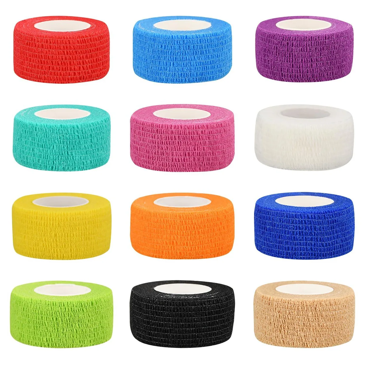  RUBY.Q Self Adhesive Bandage Wraps 12 Pack 1in 5 Yards Multicolor — product photo