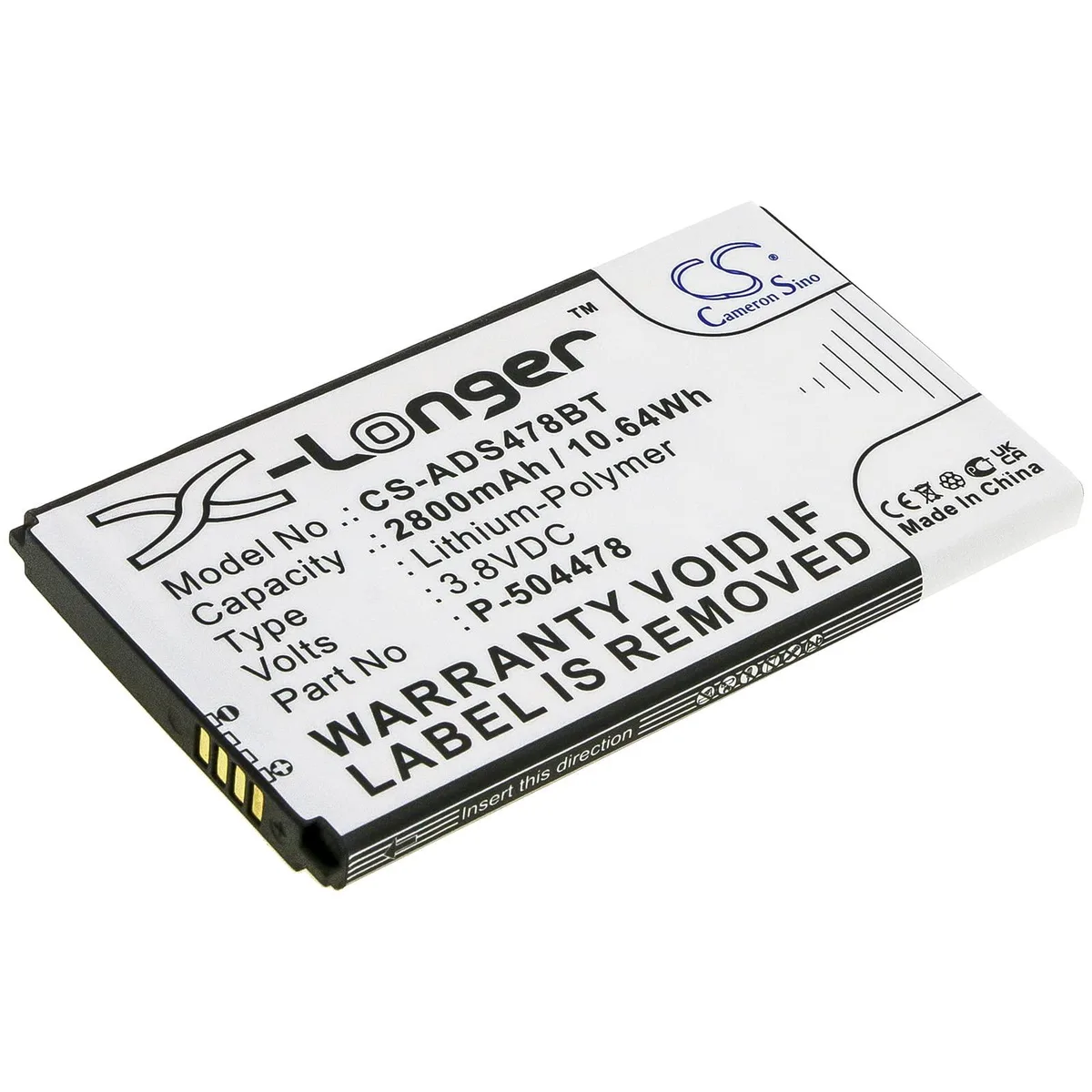  Cameron Sino Command Secondary Color Touchs Battery P-504478 2800mAh 3.8V — product photo