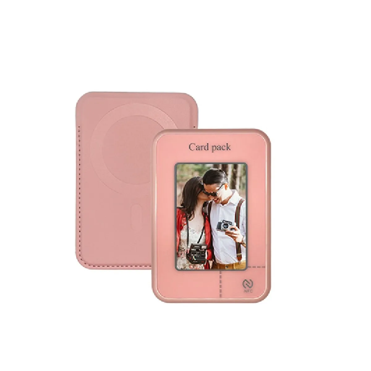 NO. NO. Magnetic Card Holder Ink Screen Stand Pink for iPhone 11 12 13 14 15 16 — product photo